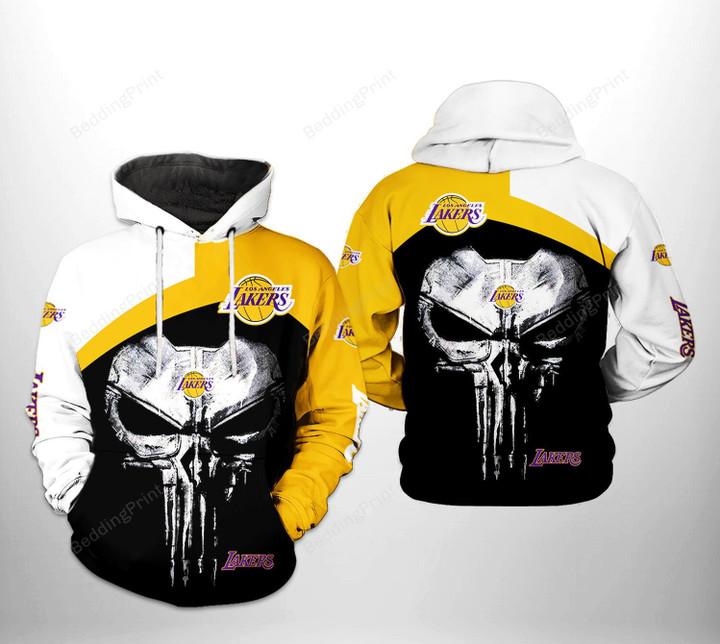 Los Angeles Lakers NBA Skull Punisher Team 3D All Over Print Hoodie, Zip-up Hoodie
