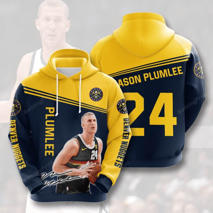 Sports Basketball Nba Denver Nuggets Mason Plumlee 3D All Over Print Hoodie, Zip-up Hoodie