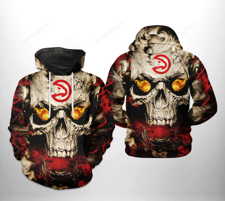 Atlanta Hawks NBA Skull 3D All Over Print Hoodie, Zip-up Hoodie