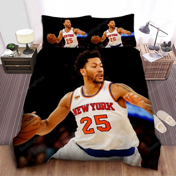 New York Knicks Derrick Rose Moment Bed Sheet Spread Comforter Duvet Cover Bedding Sets