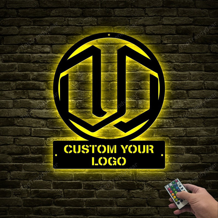 Custom Logo Metal Wall Art With Led Lights, Personalized Logo Art Sign, Custom Company Logo, Metal Wall Decor, Door Hanging, Company Gift