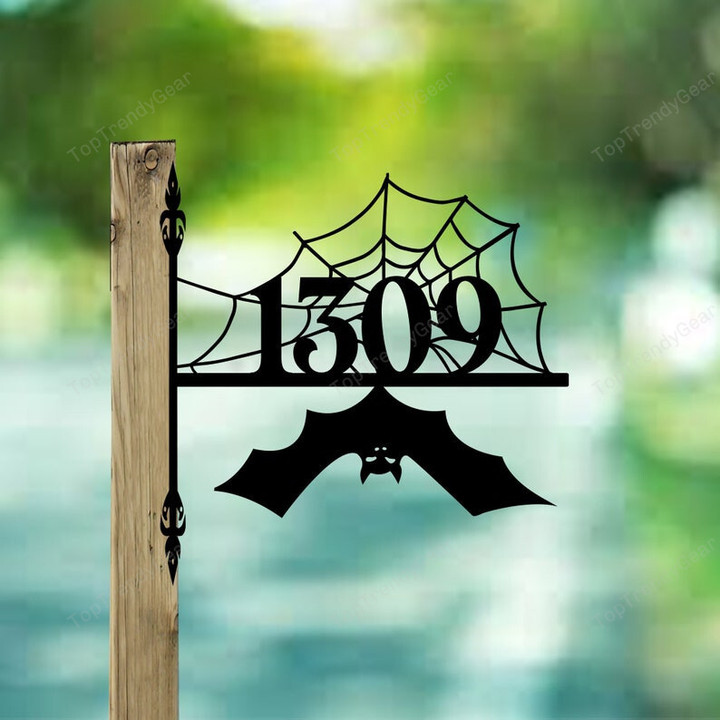 Custom Halloween Address Sign, Unique Halloween Bat Sign, Front Porch Hanging Entryway Hanging, Stainless Steel Modern and Trendy Decoration