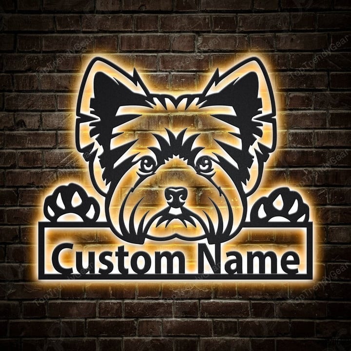 Personalized Yorkshire Terrier Dog Metal Sign With LED Lights Custom Yorkshire Terrier Metal Sign Birthday Gift Yorkshire Terrier Sign