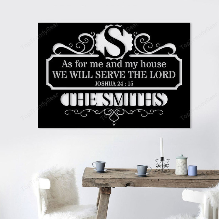Personalized Metal Sign Elegant Family Home Serve The Lord Metal Sign Joshua 24:15 Custom Name Sign Housewarming Gift Living Room Sign