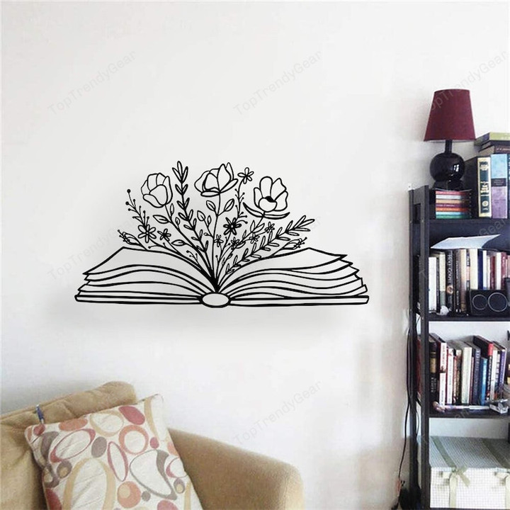 Book With Flowers Metal Wall Art Reading Room Decor Book Lovers Signs Wildflowers Book Art Library Decor Best Gift Ever