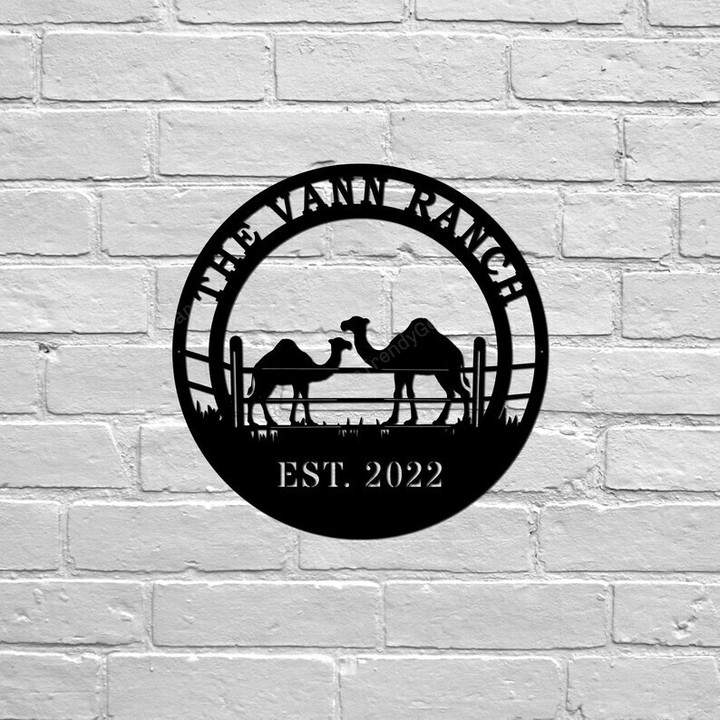 Personalized Farm Metal Sign Camel Sign Farmhouse Decoration Gift For Farmer Farm Sign Custom Name For Camel Ranch Barn Decor