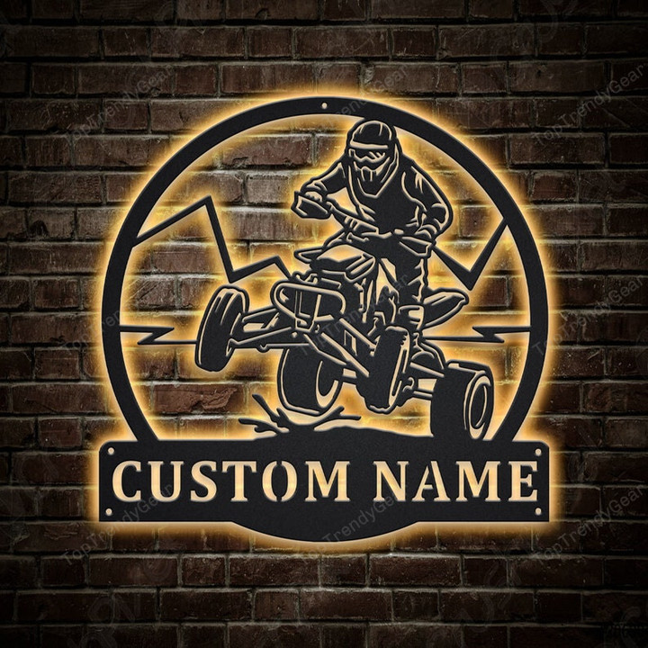Personalized ATV Rider Metal Sign With LED Lights Custom ATV Rider Metal Sign Sport Gifts Birthday Gift atv Sign