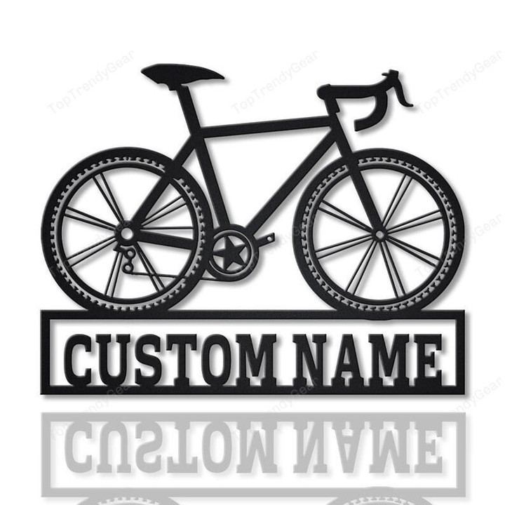 Personalized Bicycle Sport Monogram Metal Sign Art Custom Bicycle Sport Metal Sign Hobbie Gifts Sport Gift Birthday Gift
