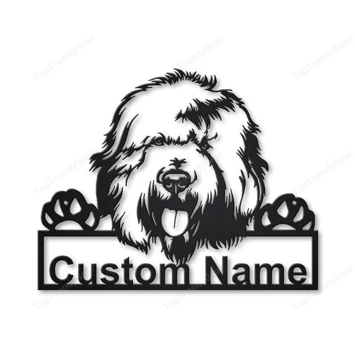 Personalized Old English Sheepdog Dog Metal Sign Art Custom Old English Sheepdog Dog Metal Sign Animal Funny Father's Day Gift Pets