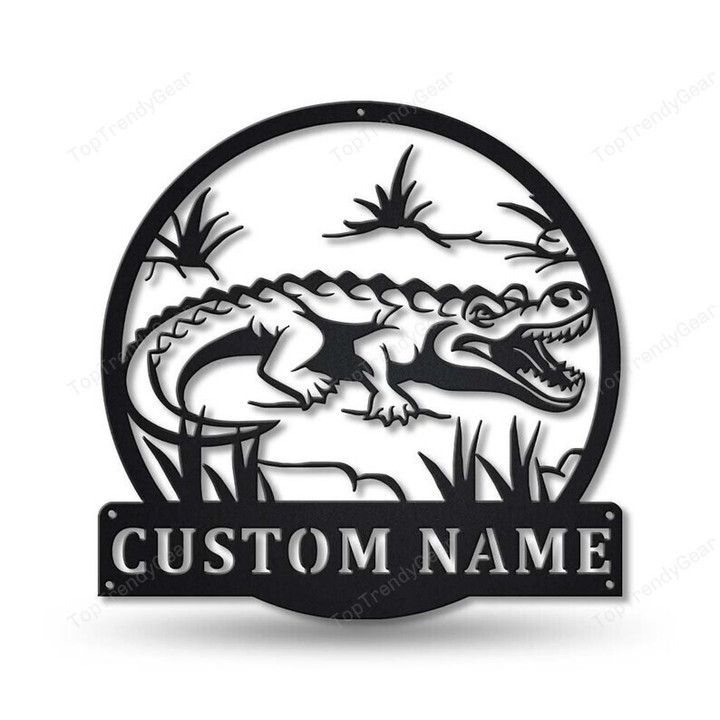 Personalized Crocodile Metal Sign Art Custom Crocodile Metal Sign Animal Funny Father's Day Gift Pets Gift Birthday Gift