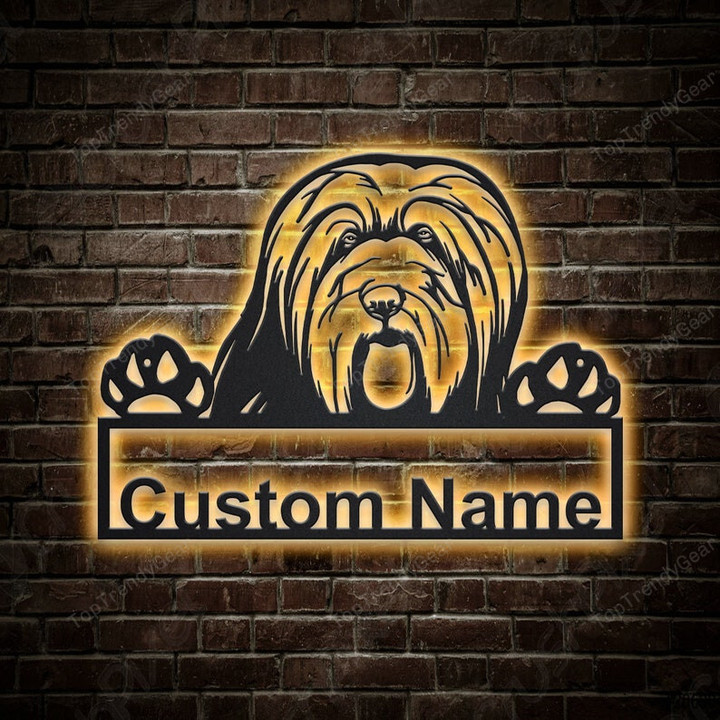 Personalized Bearded Collie Dog Metal Sign With LED Lights Custom Bearded Collie Sign Birthday Gift Bearded Collie Dog Sign