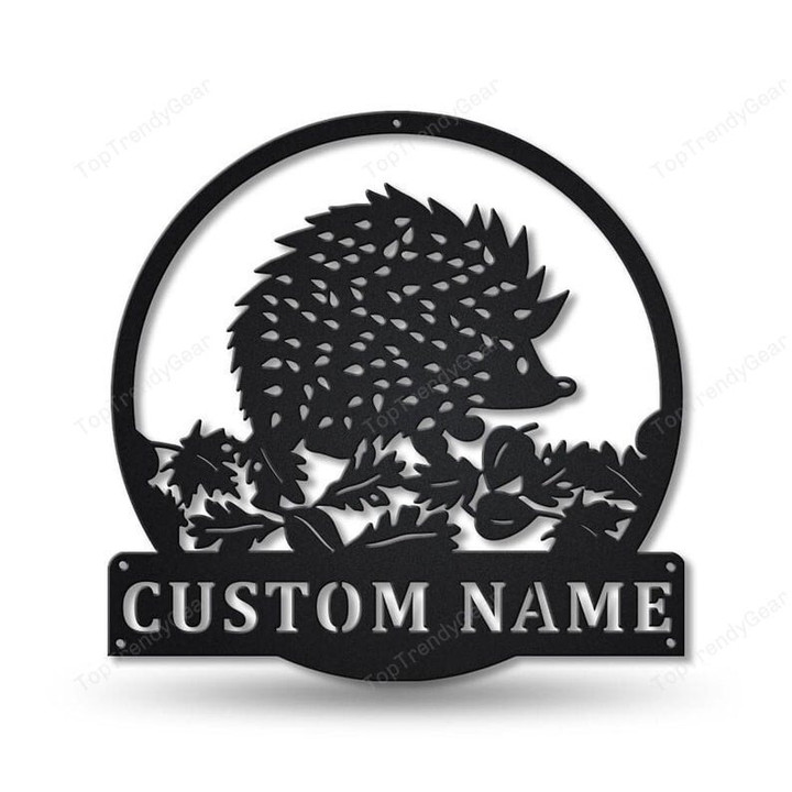 Personalized Hedgehog Monogram Metal Sign Art , Custom Hedgehog Metal Sign, Hedgehog Lover Sign Decoration For Living Room
