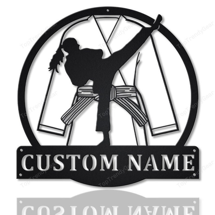Personalized Karate Girl Monogram Metal Sign Art Custom Karate Girl Sport Metal Sign Hobbie Gifts Sport Gift Birthday Gift