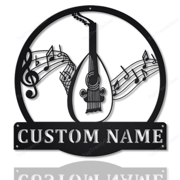 Personalized Lute Monogram Metal Sign Art Custom Lute Monogram Metal Sign Musical Instrument Gift Music Gift