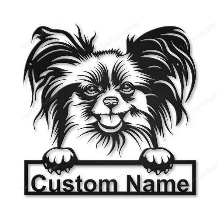 Personalized Papillon Dog Metal Sign Art Custom Papillon Dog Metal Sign Animal Funny Father's Day Gift Pets Gift Birthday Gift