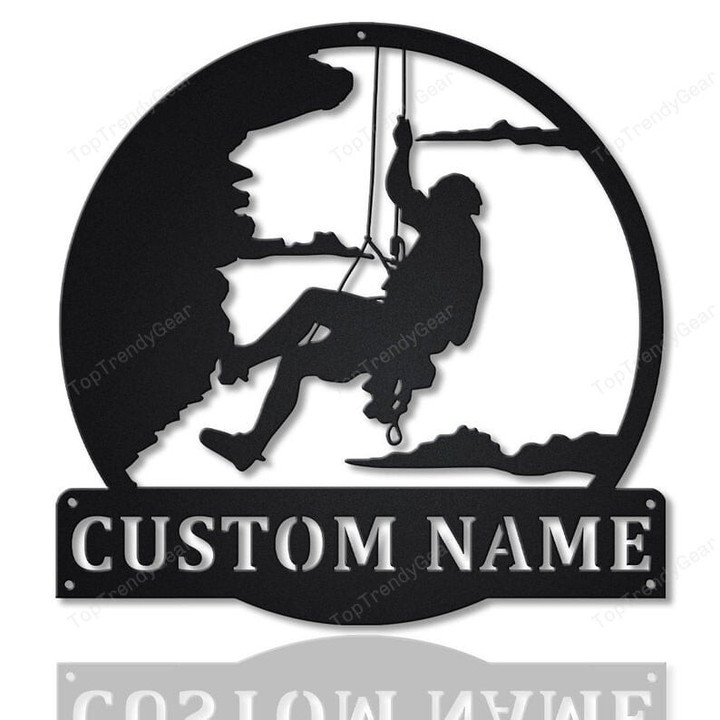Personalized Rock Climbing Monogram Metal Sign Art ,Custom Rock Climbing Metal Sign, Climbing Lover Sign Decoration For Living Room