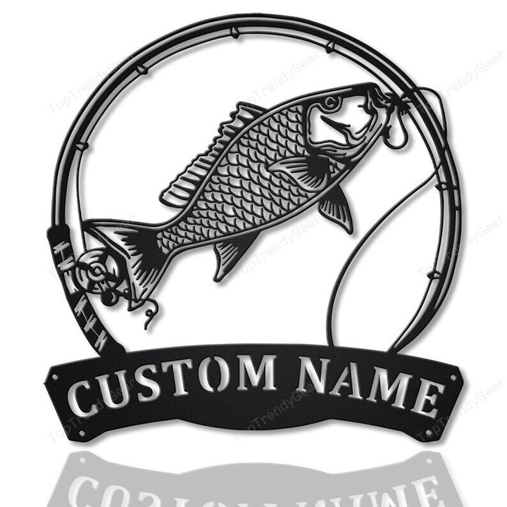 Personalized Mutton Snapper Fishing Fish Pole Metal Sign Art Custom Mutton Snapper Fishing Fishing Metal Sign Snapper Fishing Gift