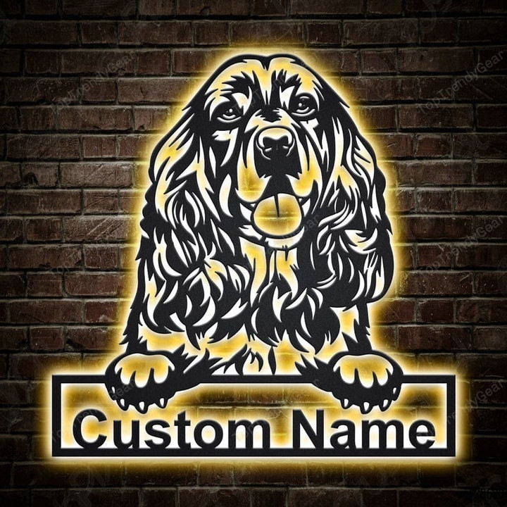Personalized Cocker Spaniel Dog Metal Sign With LED Lights Custom Cocker Spaniel Dog Metal Sign Birthday Gift Pets Gift
