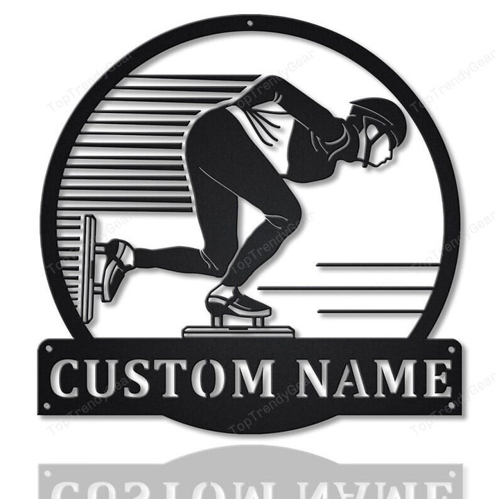 Personalized Speed Skating Monogram Metal Sign Art , Custom Speed Skating Metal Sign, Speed Skating Lover Sign Decoration For Living Room