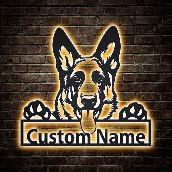 Personalized German Shepherd Dog Metal Sign With LED Lights Custom German Shepherd Metal Sign Hobbie Gifts Birthday Gift Dog Sign