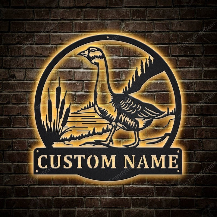 Personalized Goose Bird Monogram Metal Sign With LED Lights Custom Goose Bird Metal Sign Birthday Gift Goose Bird Gift