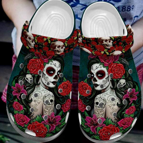 Mexican Sugar Skull Girl Tattoo Rose Flower Crocs Clog Shoesshoes Crocbland Clog Gifts For Women