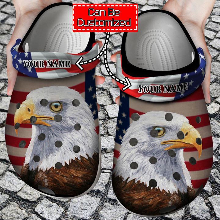Personalized Veterans Crocs Eagle America Flag Veterans Gift Clog Shoes