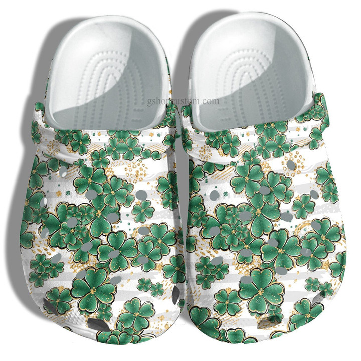Lucky Charm Gem Crocs Shoes - Clover Leaf Lucky Shoes Croc Clogs Gift Men Women