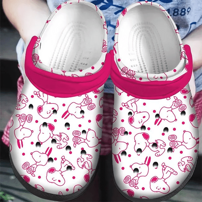 Pink White Snoopy Pattern Clogs Shoes