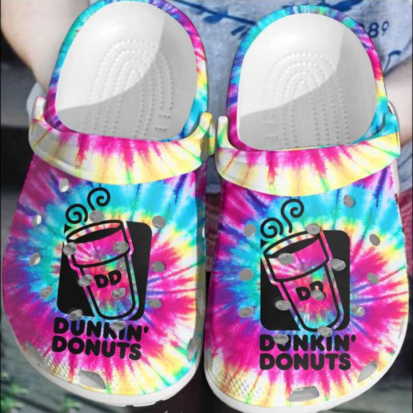 Pink Blue Dunkin Donuts Tie Dye Clog Shoes