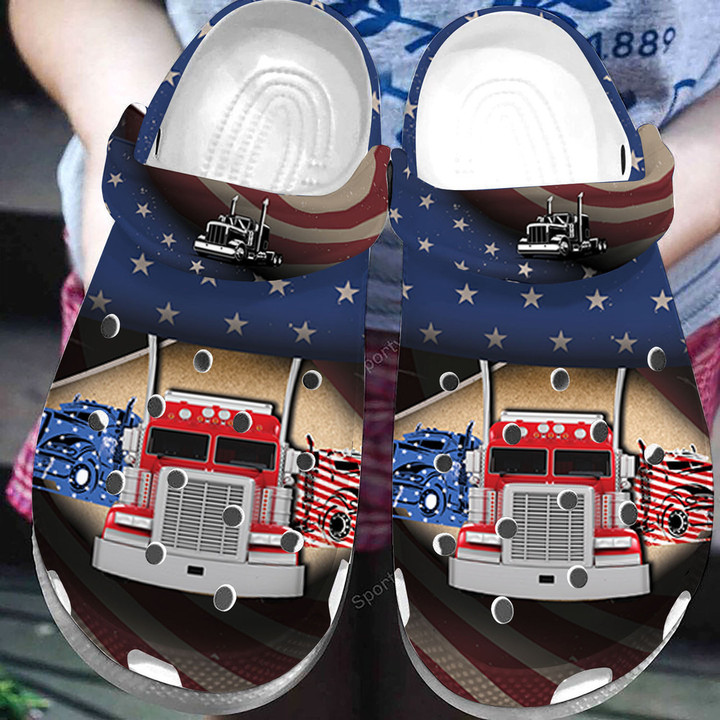 Amazing Patriot Trucker American Flag Clogs Shoes