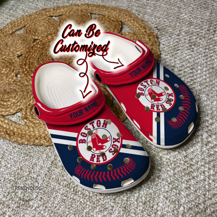 Baseball Crocs BRed Sox Personalized Baseball Logo Team Clog Shoes