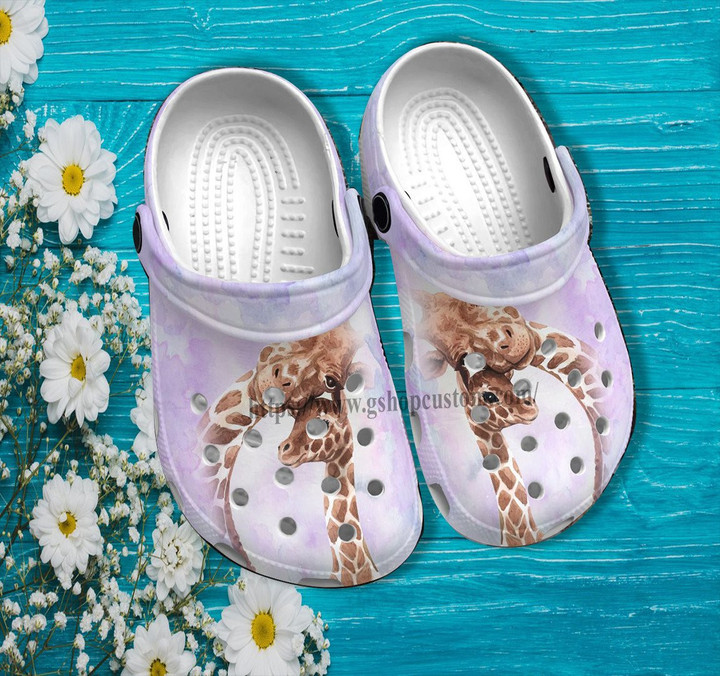 Giraffe Mom Daughter Croc Shoes Gift Step Daughter- Giraffe Girl Lover Shoes Croc Clogs Customize Birthday Girl