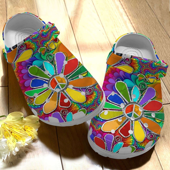Hippie Flowery Crocs Crocband Clog Shoes
