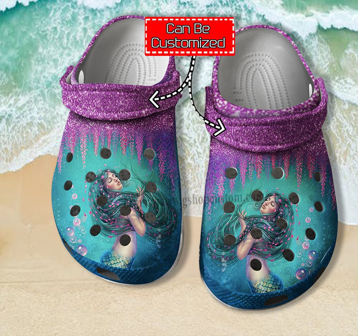 Mermaid Twinkle Ocean Crocs Shoes Birthday Gifts Daughter - Mermaid Girl Shoes Croc Clogs Customize