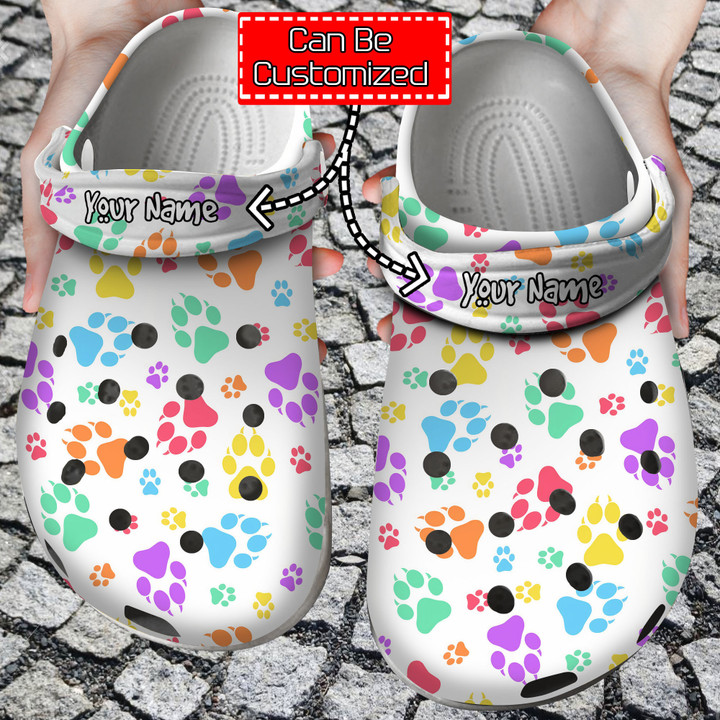 Personalized Puppy Paw Prints Pattern Crocs Clog Shoes