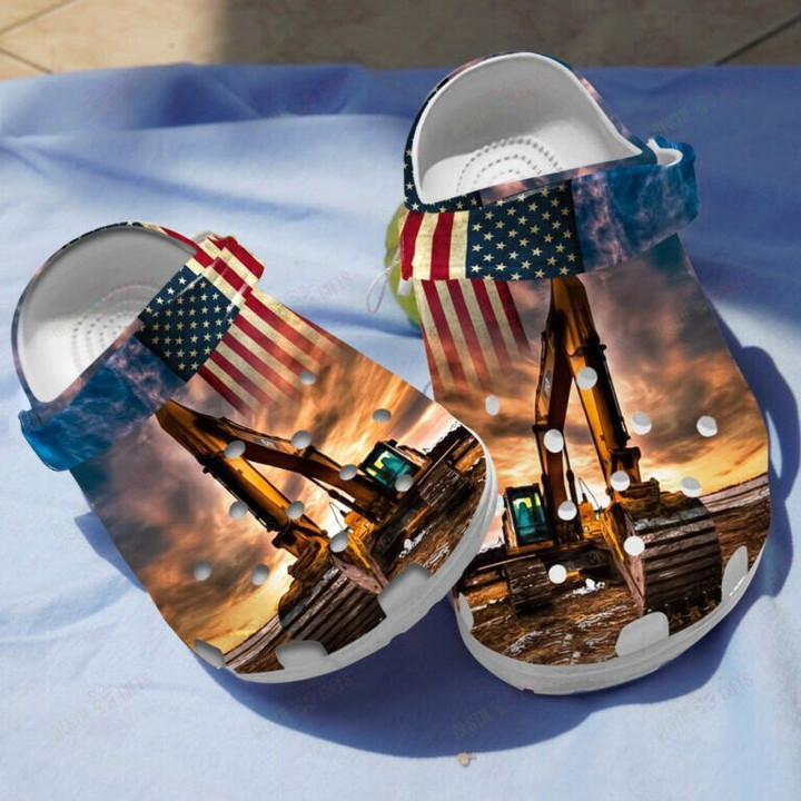 Us Excavator Shoes Crocs Clogs Independence Day Gifts For Men