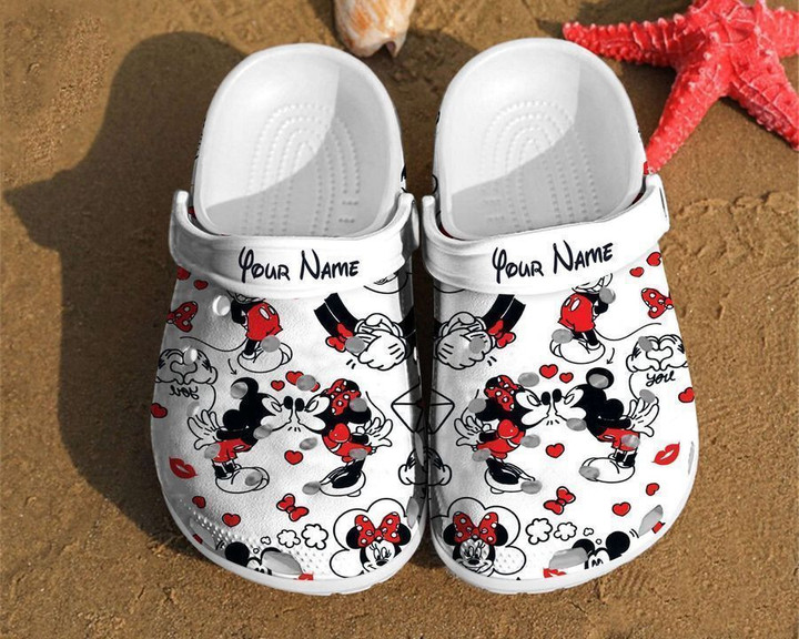 Personalized Mickey And Minnie Kiss Disney Custom Couple Mouse Crocs Clog Shoes