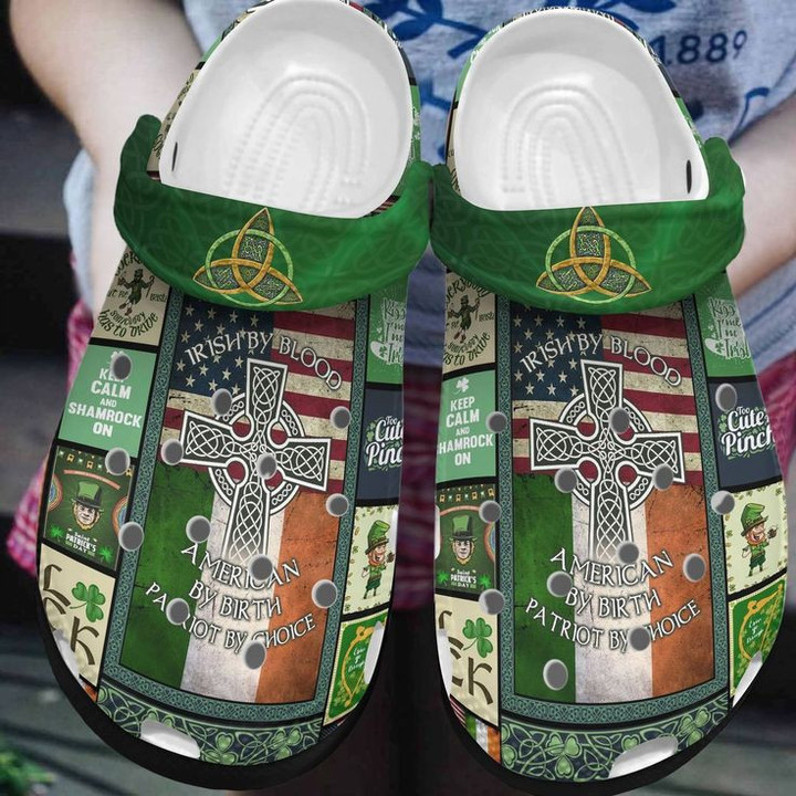St Patricks Day Irish Shamrock Irish By Blood American By Birth Crocband Crocs Shoes