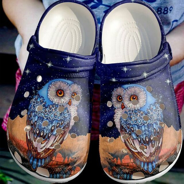 Owl Night 102 Gift For Lover Rubber Crocs Clog Shoes Comfy Footwear