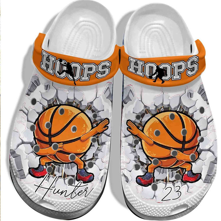 Hoops Basketball Ball Custom Name Gift For Lover Rubber Crocs Clog Shoes Comfy Footwear