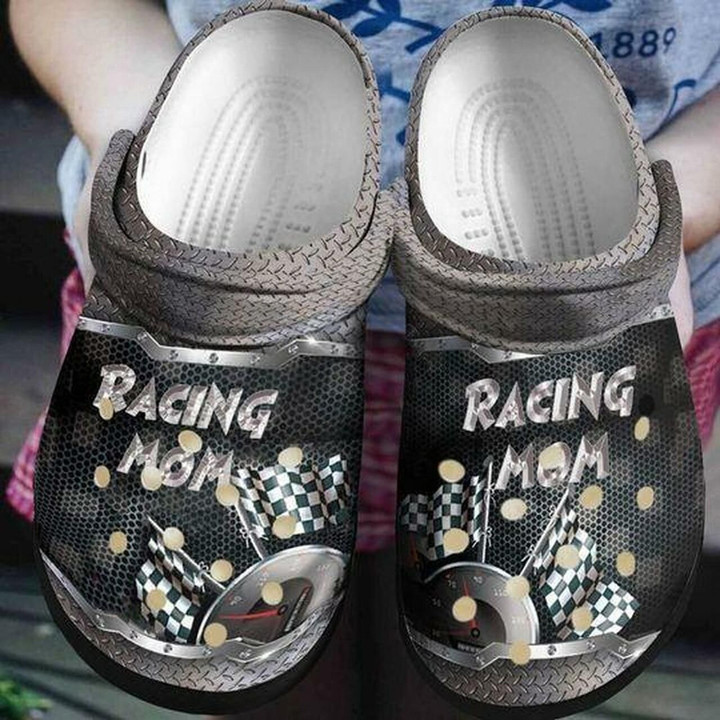 Racing Mom Flag Personalized Gift For Lover Rubber Crocs Clog Shoes Comfy Footwear