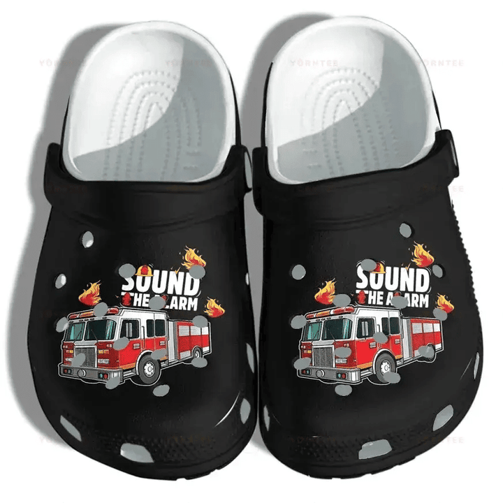 Fire Engine Car For Firefighter Son - Sound The Alarm Gift For Lover Rubber Crocs Clog Shoes Comfy Footwear