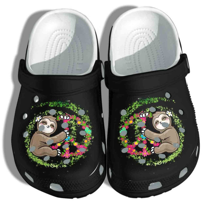 Cute Sloth Flower 5 Gift For Lover Rubber Crocs Clog Shoes Comfy Footwear