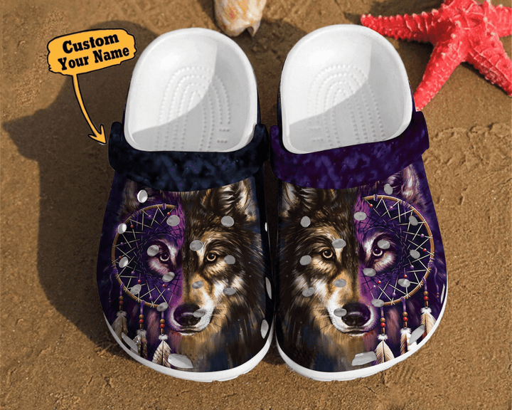 Wolf Art Dreamcatcher Two Face Gift For Lovers Native American Crocs Clog Shoes Wolf Crocs