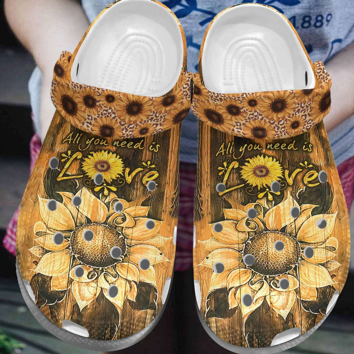 Sunflower Love Is All You Need Rubber Crocs Clog Shoes Comfy Footwear