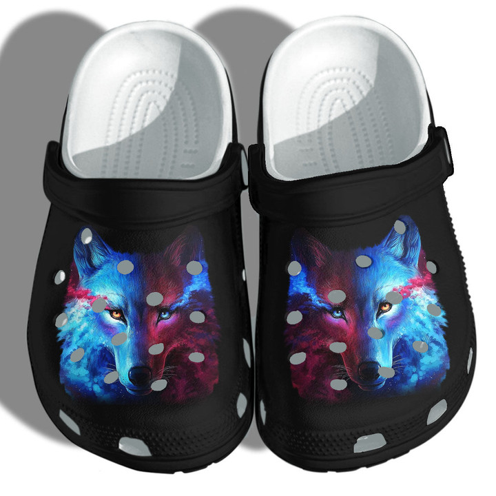 Mystery Wolf Fantasy Cool Shoes - Wolf Lover Crocbland Clog Birthday Gifts For Men Women