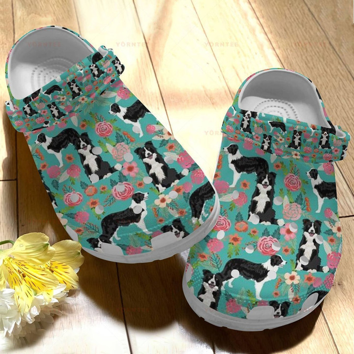 Butterfly Flower Personalized Crocs Border Collie Fashion Gift For Lover Rubber Crocs Clog Shoes Comfy Footwear