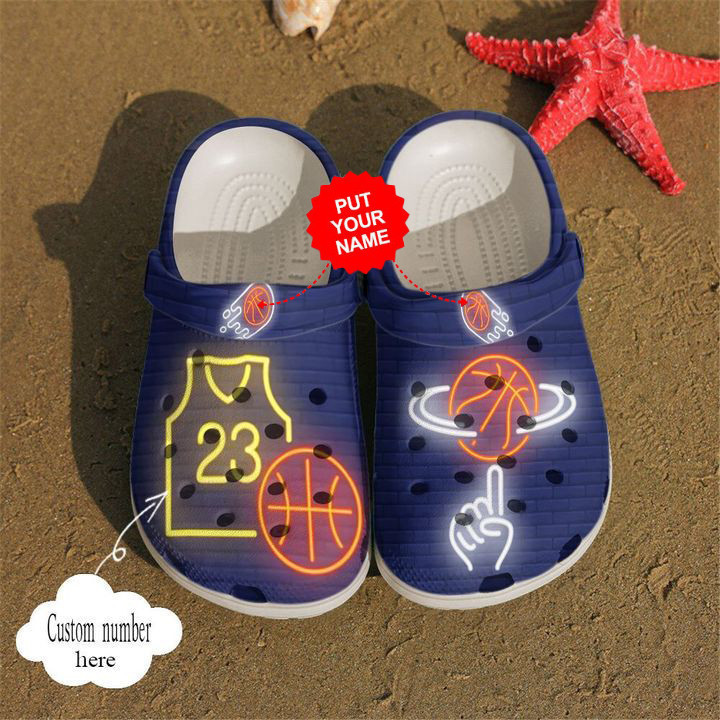 Basketball Crocs - Basketball Personalized Neon Clog Shoes For Men And Women