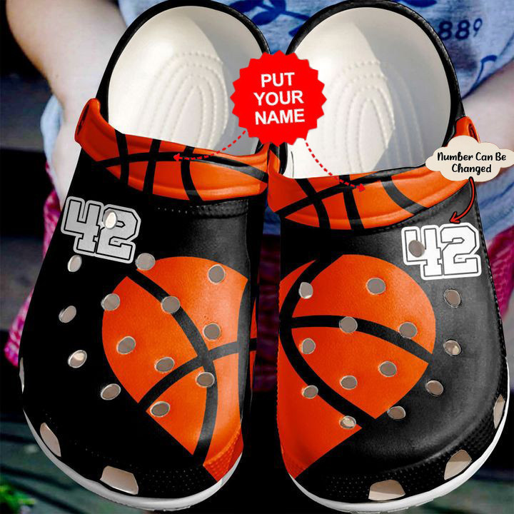 Basketball Crocs - Basketball Personalized Heart Clog Shoes For Men And Women